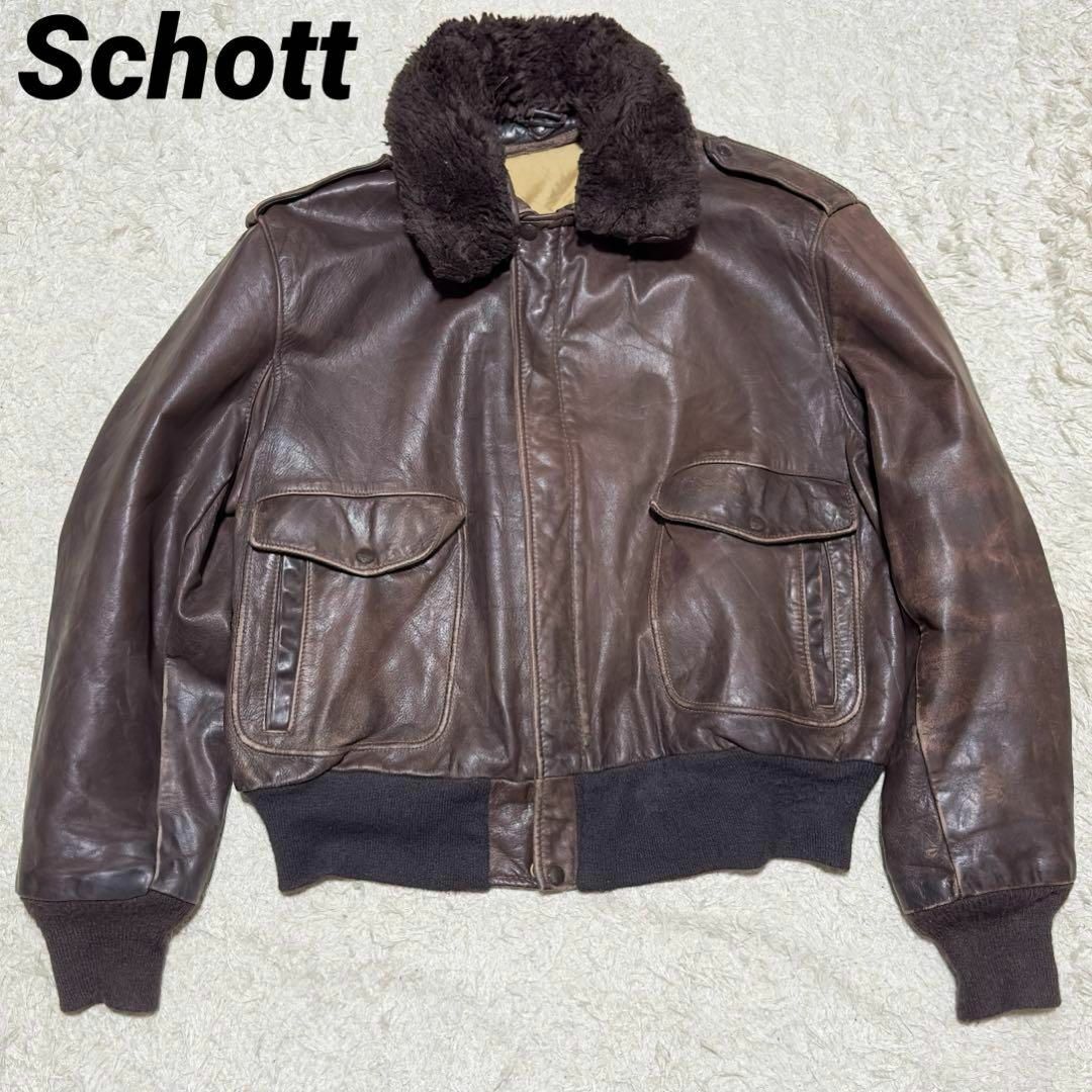 ○サイズ極美品 Schott レザーブルゾン 184SM  G-1 A-2 ボアライナー