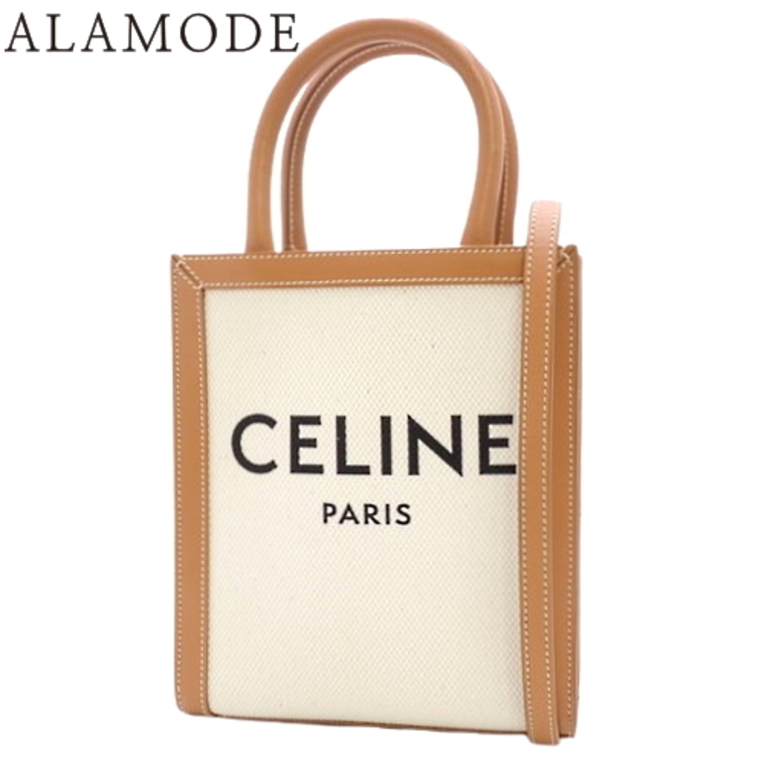 celine(セリーヌ)のCELINE(セリーヌ) ミニ バーティカル カバ ショルダーバッグ 2WAY 肩掛け 斜め掛け カーフ キャンバス ナチュラル/タン ベージュ ブラウン茶 ゴールド金具 19330 2BNZ 02NT レディース 40802076614【中古】【アラモード】 レディースのバッグ(ショルダーバッグ)の商品写真