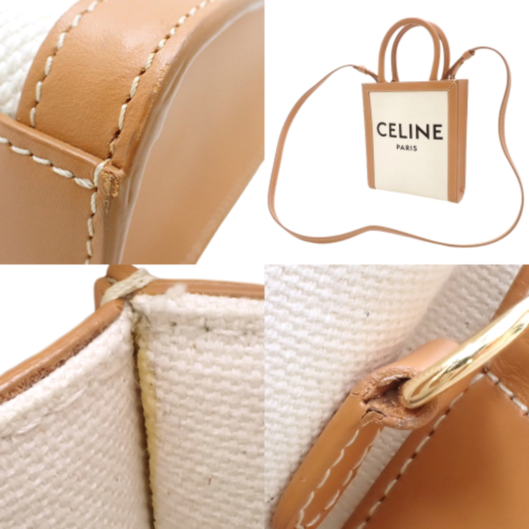 celine(セリーヌ)のCELINE(セリーヌ) ミニ バーティカル カバ ショルダーバッグ 2WAY 肩掛け 斜め掛け カーフ キャンバス ナチュラル/タン ベージュ ブラウン茶 ゴールド金具 19330 2BNZ 02NT レディース 40802076614【中古】【アラモード】 レディースのバッグ(ショルダーバッグ)の商品写真