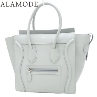 セリーヌ(celine)のCELINE(セリーヌ) ラゲージ マイクロショッパー ハンドバッグ トートバッグ レザー ライトグレー メタルシルバー金具 レディース 40802077064【中古】【アラモード】(ハンドバッグ)