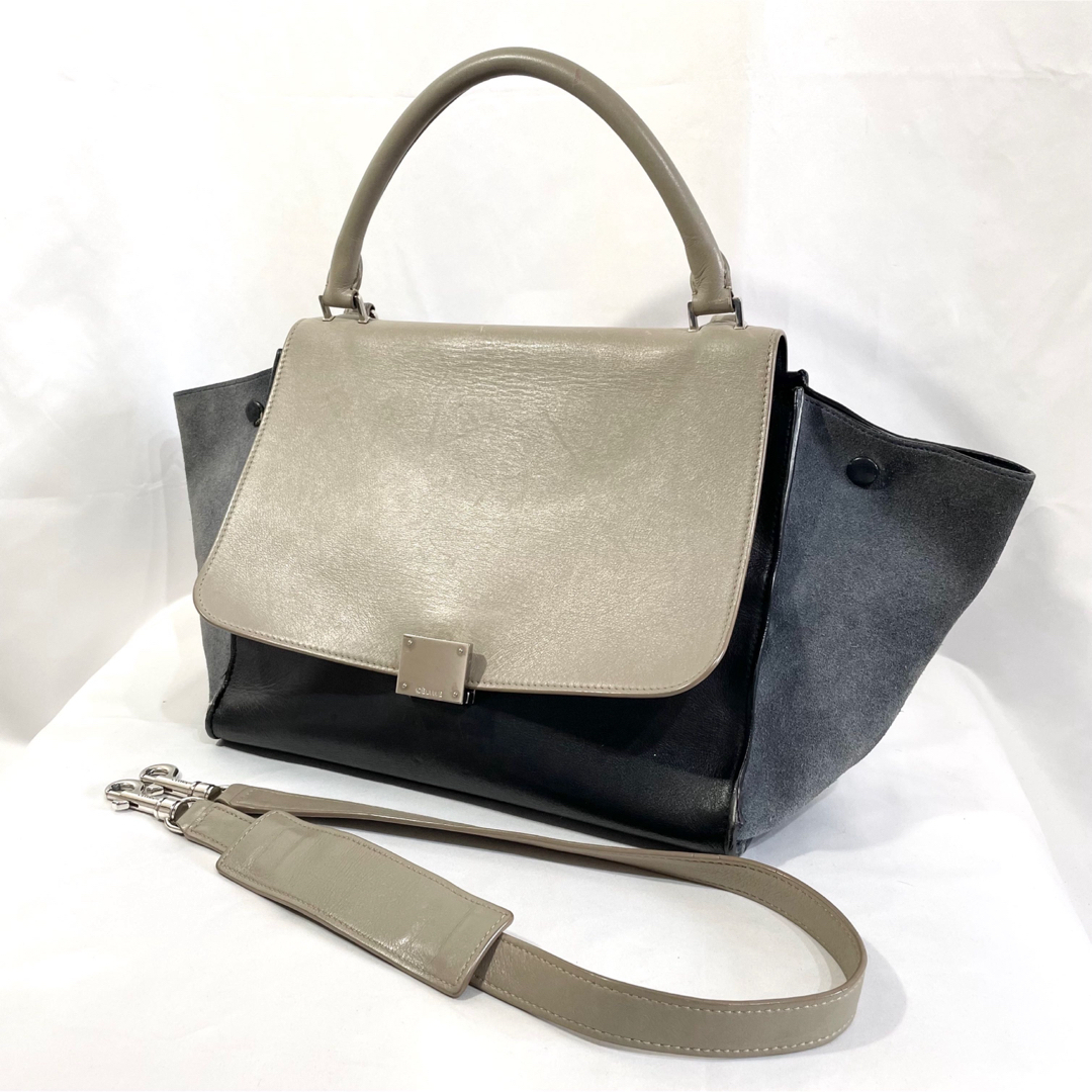 美品 CELINE ハンドバッグ トラペーズ ショルダー2way バイカラー