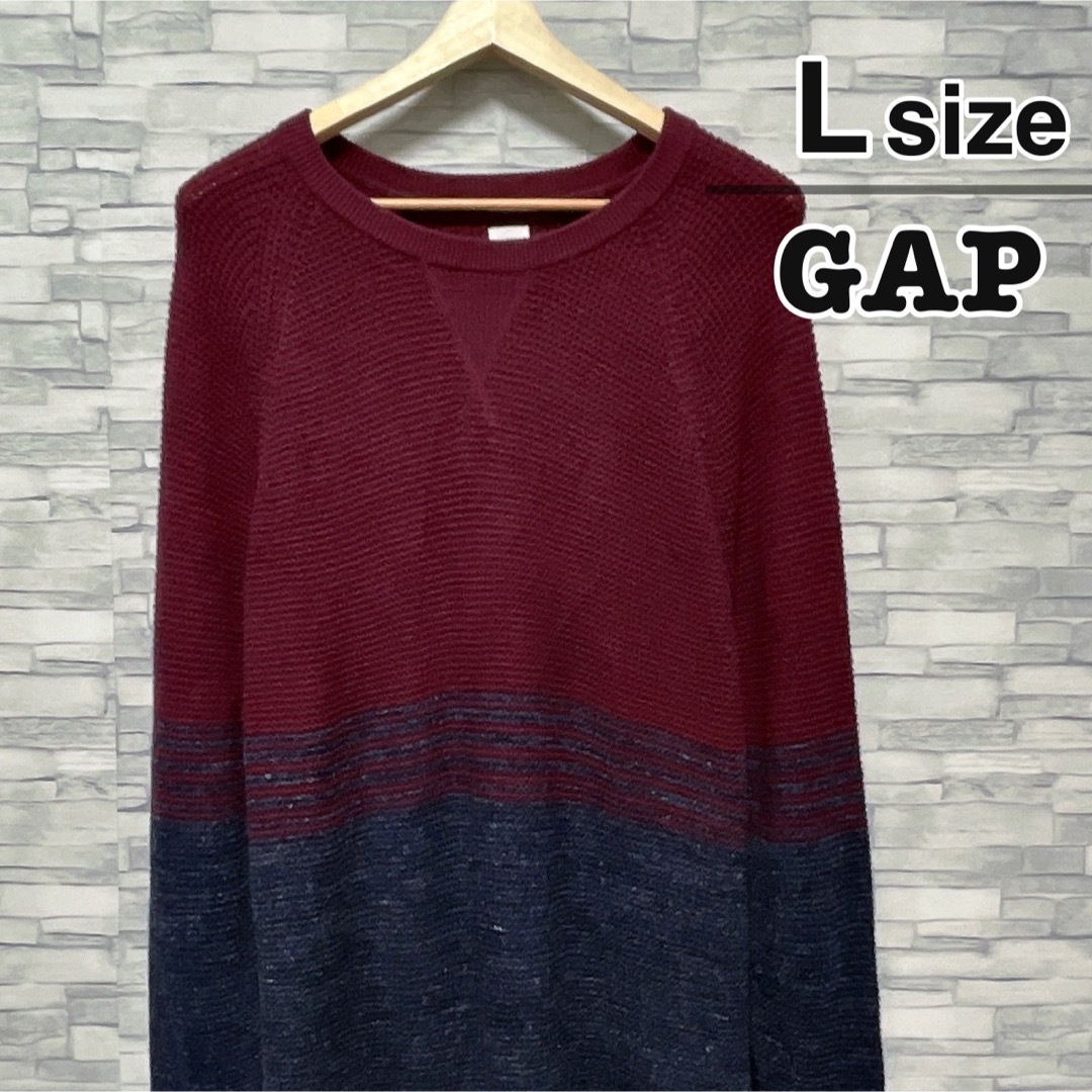 GAP(ギャップ)のGAP　ニット　セーター　ワインレッド　ネイビー　USA古着 メンズのトップス(ニット/セーター)の商品写真