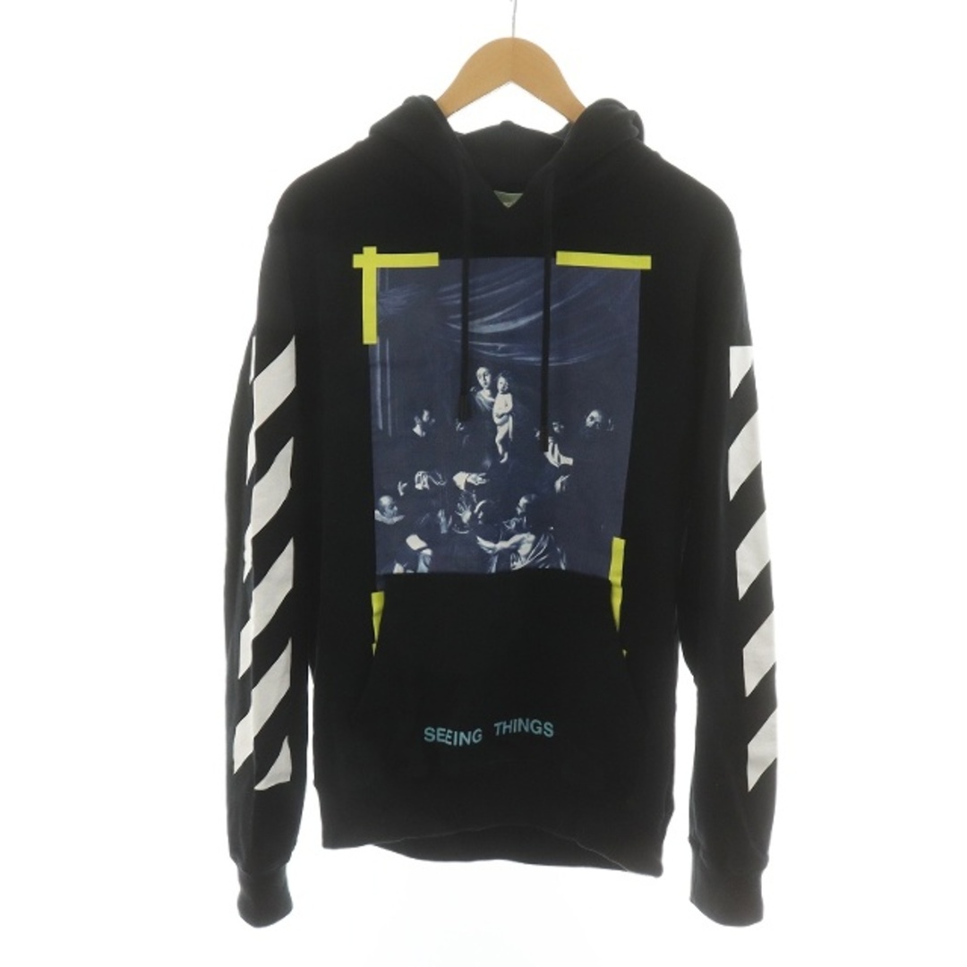 OFF WHITE 17AW ディアゴナル パーカー トレーナー XS 黒約54cm着丈