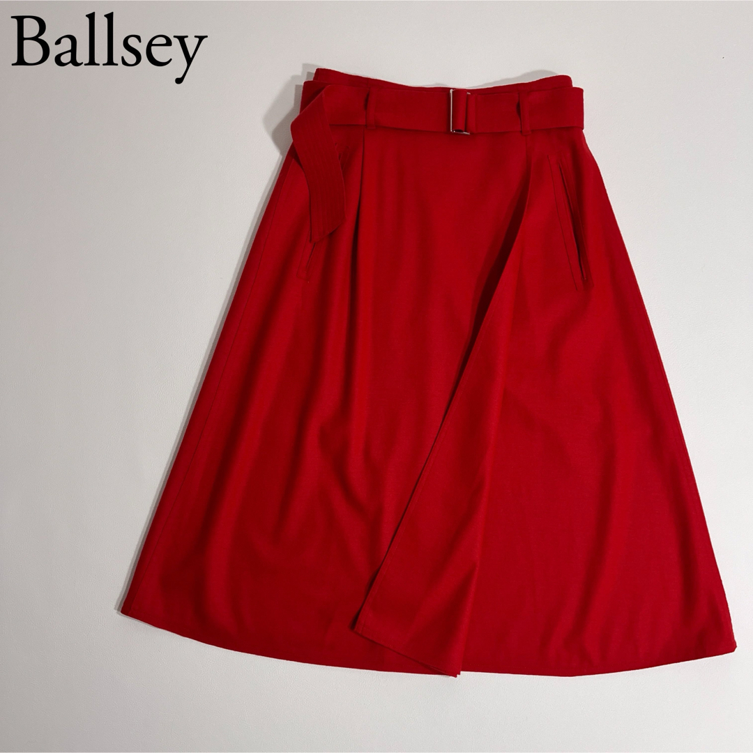 約34cmヒップ美品　Ballsey ボールジィ　ロングスカート　ウール　ラップデザイン