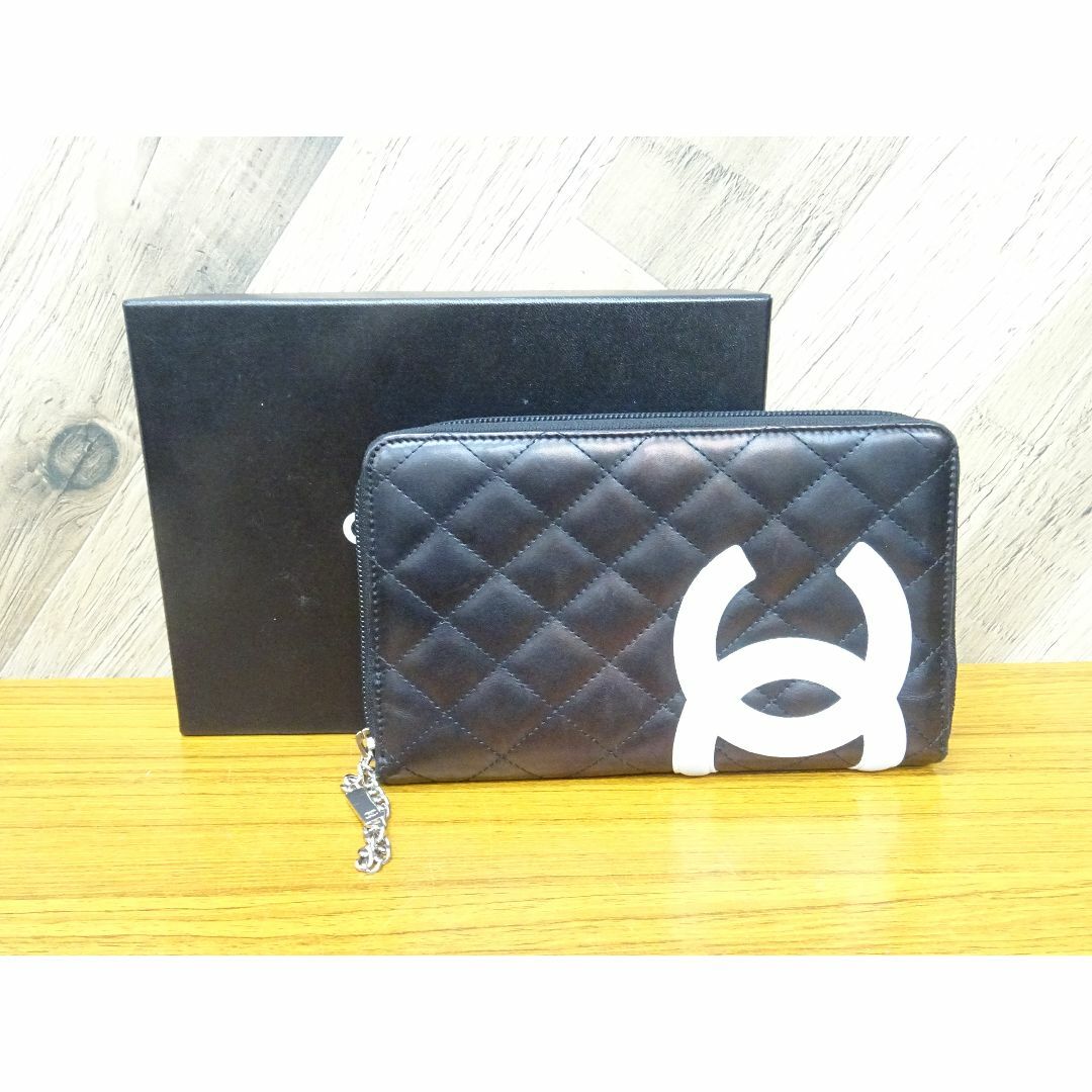 CHANEL - K本006/ 鑑定済 シャネル カンボンライン ラウンドファスナー 長財布