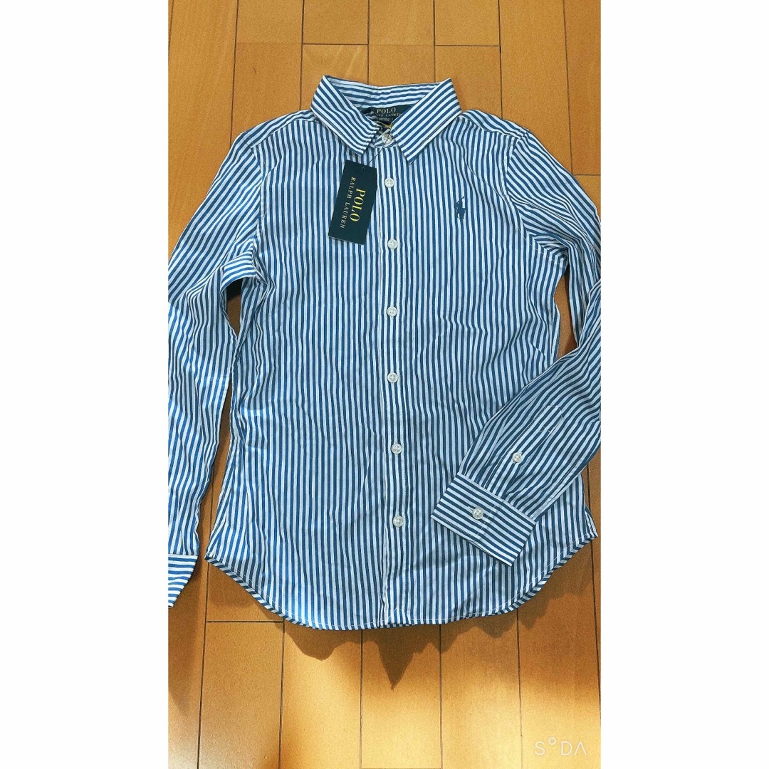 Ralph Lauren(ラルフローレン)のラルフローレンのストライプ　シャツ　140 新品　80％オフ キッズ/ベビー/マタニティのキッズ服女の子用(90cm~)(Tシャツ/カットソー)の商品写真