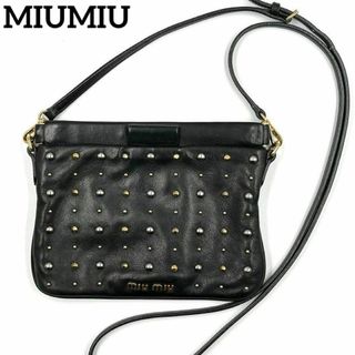 ミュウミュウ(miumiu)の美品 MIUMIU スタッズ ミニ ショルダーバッグ ブラック(ショルダーバッグ)