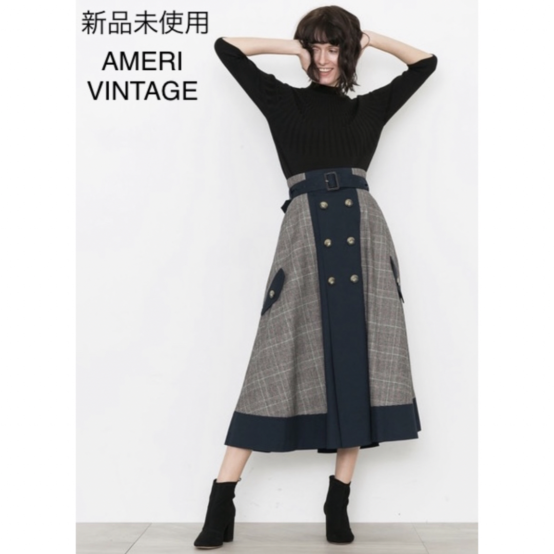 Ameri VINTAGE(アメリヴィンテージ)の未使用♦Ameri CHECK TRENCH SKIRT レディースのスカート(ロングスカート)の商品写真