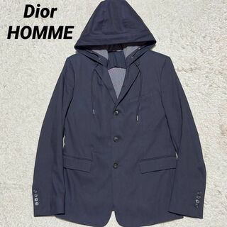 Dior フード テーラードジャケット ドッキング 48 濃紺 ディオールオム袖丈約66cm