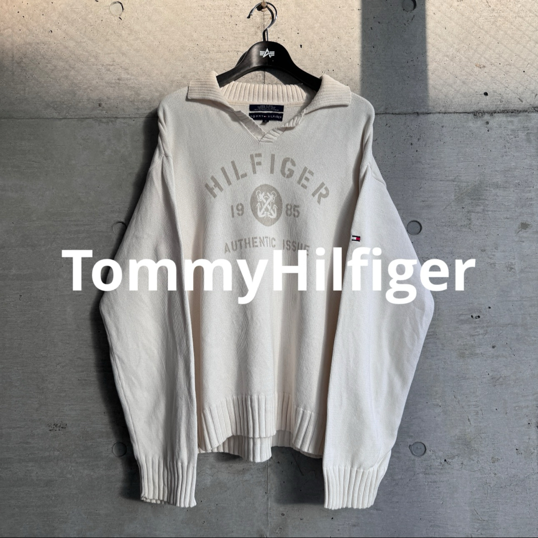 TOMMY HILFIGER(トミーヒルフィガー)のTommyHilfiger ビッグシルエット 開襟 コットンリブニットセーター メンズのトップス(ニット/セーター)の商品写真