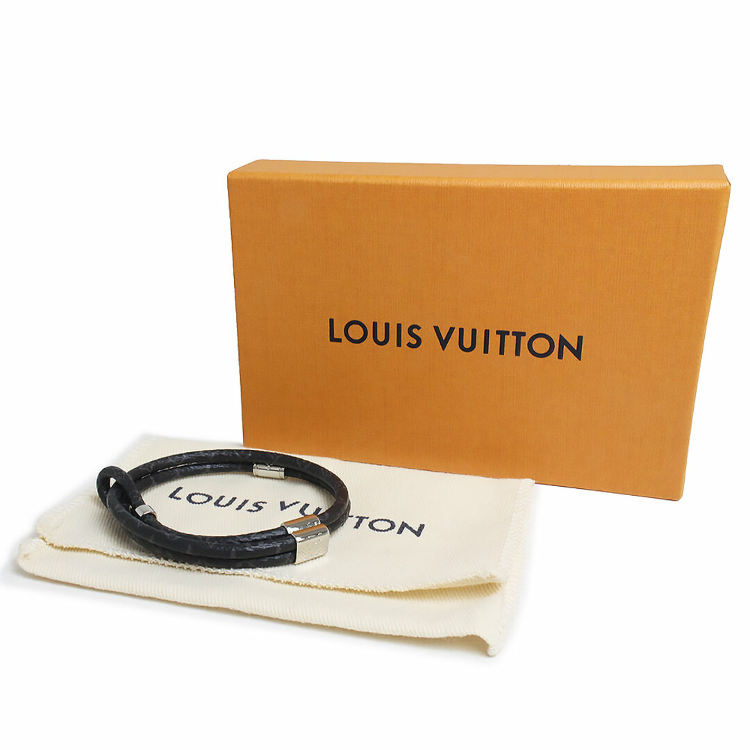 LOUIS VUITTON(ルイヴィトン)のルイ ヴィトン ブレスレット LV スライド モノグラムエクリプス ブラック 黒 シルバー金具 M8075Z 箱付 LOUIS VUITTON（新品・未使用品） メンズのアクセサリー(ブレスレット)の商品写真