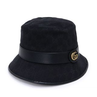 グッチ(Gucci)のグッチ ダブルG フェドラハット ハット 帽子 #58 M GGキャンバス レザー ブラック 黒 576587 GUCCI（新品・未使用品）(ハット)