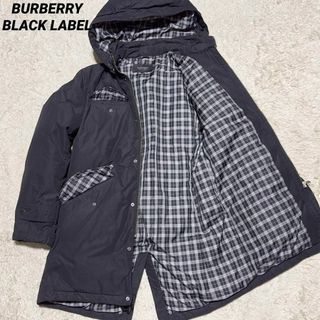 バーバリーブラックレーベル(BURBERRY BLACK LABEL)のバーバリーブラックレーベル ダウンコート モッズ チェック ブラック L(ナイロンジャケット)