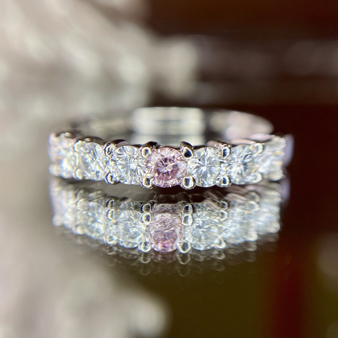 天然無処理 ピンクダイヤモンド カラーレス 計0.529ct FPP 中宝研ソ レディースのアクセサリー(リング(指輪))の商品写真