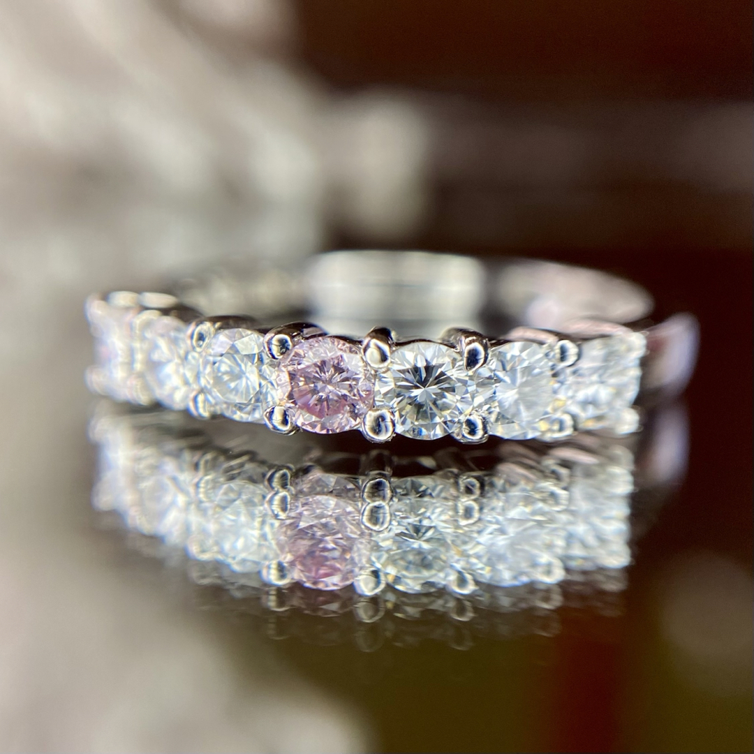 天然無処理 ピンクダイヤモンド カラーレス 計0.529ct FPP 中宝研ソ レディースのアクセサリー(リング(指輪))の商品写真