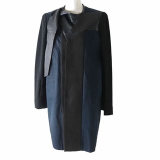 Rick Owens リックオウエンス リブ切替ラムレザーハイネックブルゾン ベージュ 38