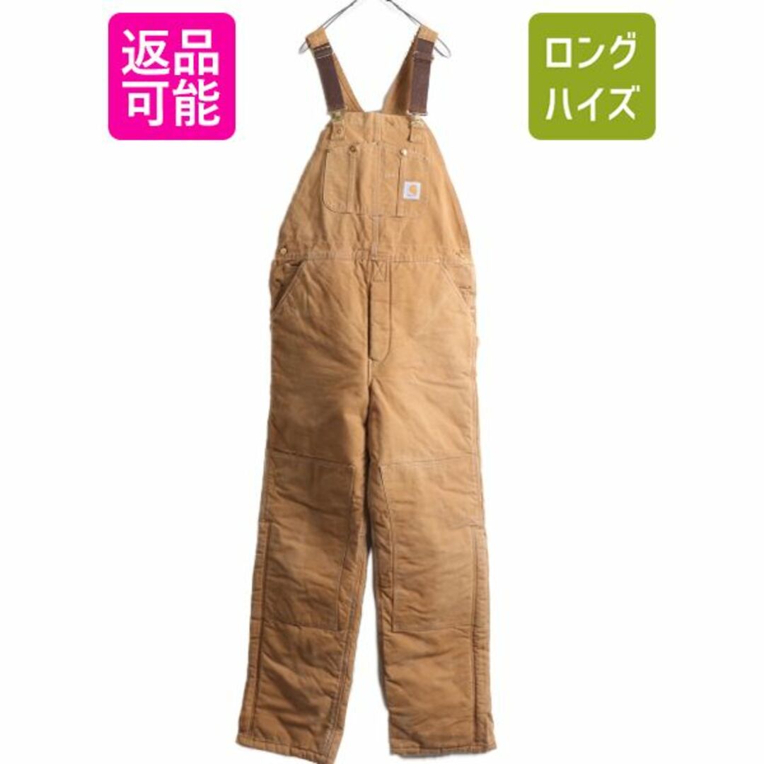 80s 90s USA製 カーハート ダブルニー ブラウン ダック オーバーオール メンズ 38 36 / 80年代 90年代 CARHARTT ワーク 中綿 キルティング メンズのパンツ(サロペット/オーバーオール)の商品写真