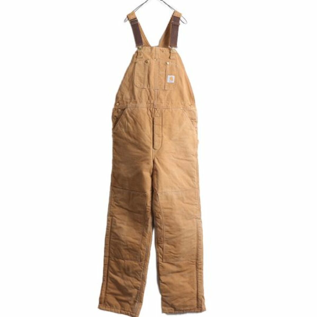 80s 90s USA製 カーハート ダブルニー ブラウン ダック オーバーオール メンズ 38 36 / 80年代 90年代 CARHARTT ワーク 中綿 キルティング メンズのパンツ(サロペット/オーバーオール)の商品写真