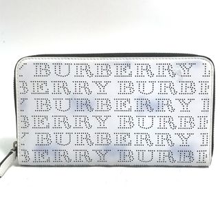 バーバリー(BURBERRY)のバーバリー BURBERRY オーガナイザー 4077818 ロゴ パンチング ラウンドファスナー 長財布 レザー ホワイト系(長財布)