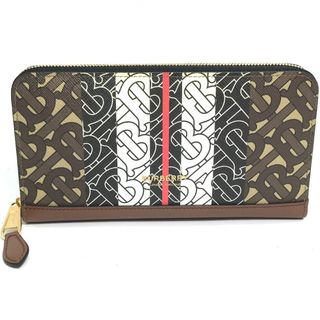 バーバリー(BURBERRY)のバーバリー BURBERRY ロングウォレット 8018327 TB ロゴ ラウンドファスナー 長財布 PVC ブラウン(長財布)