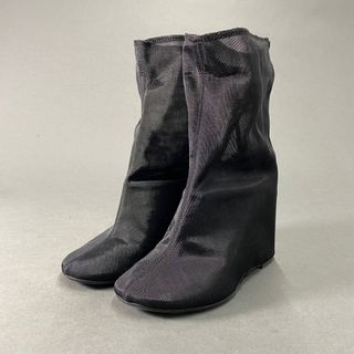 エムエムシックス(MM6)の4L22《伊製》Maison Margiela MM6 エムエムシックス ニットブーツ パワーネット ミドルブーツ 37 ブラック レディース(ブーツ)