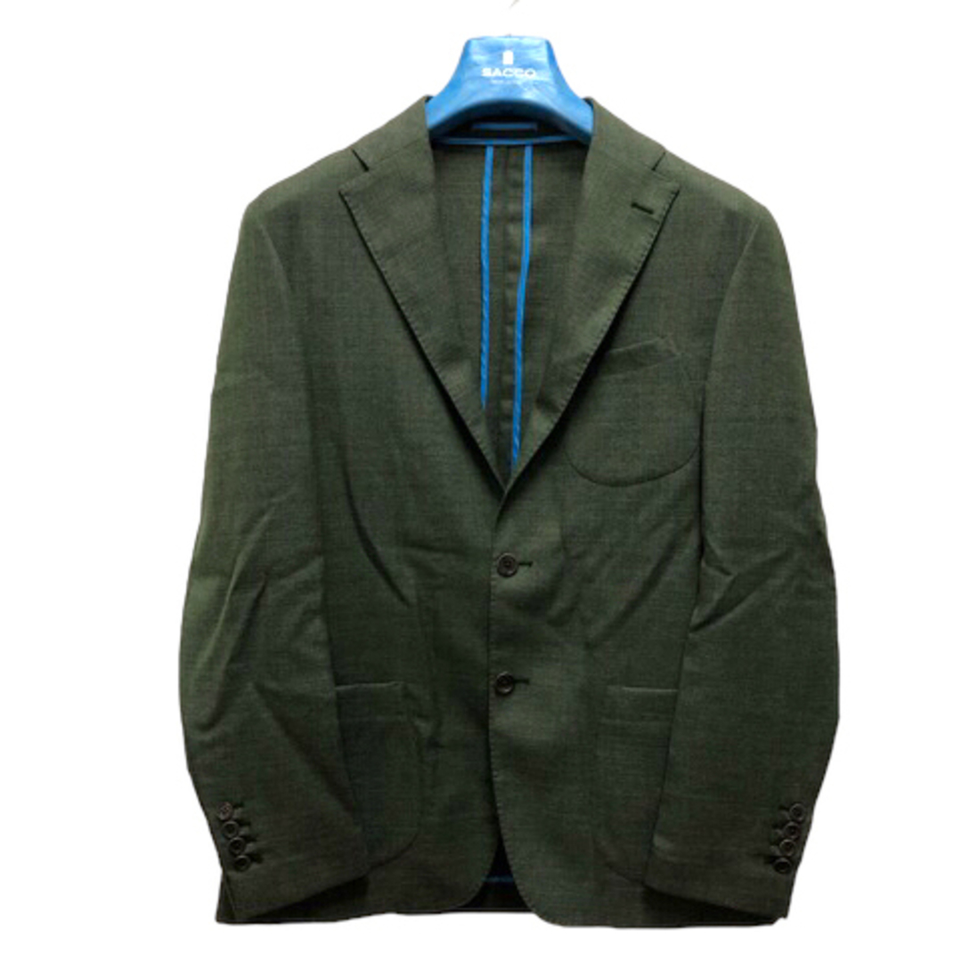 ザッコ ホップサック ジャケット ブレザー ウール 薄手 長袖 48 緑44cm身幅