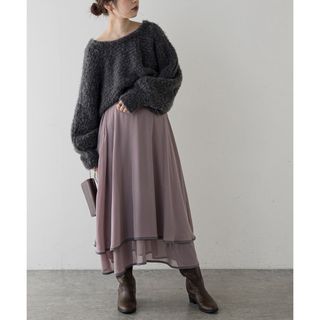 ナチュラルクチュール(natural couture)のナチュラルクチュール 配色パイピングティアードスカート(ロングスカート)