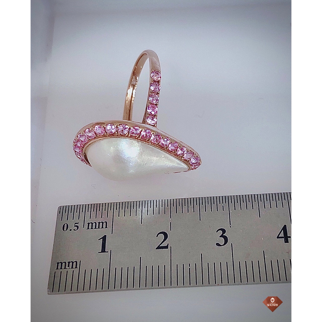 【新品】マベパール＆ピンクサファイアリング(K18PG) レディースのアクセサリー(リング(指輪))の商品写真
