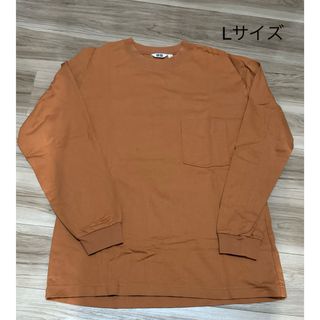 ユニクロ(UNIQLO)のユニクロ クルーネックTシャツ(長袖) Lサイズ オレンジ(Tシャツ/カットソー(七分/長袖))