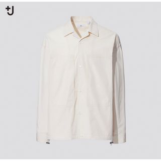 UNIQLO - ユニクロ+J スーピマコットンオーバーサイズシャツブルゾン ナチュラル　Lサイズ