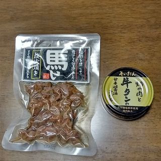 値下げしました。馬い炭火焼き&牛タンのそぼろ。(缶詰/瓶詰)