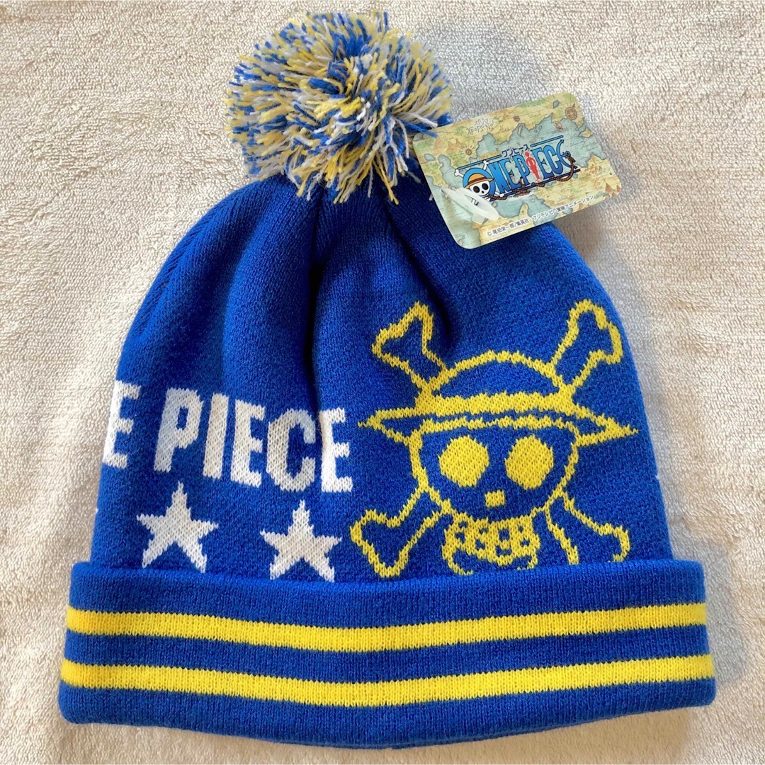 ONE PIECE(ワンピース)のONE PEACE ワンピース　ニット帽　52〜56cm ブルー青　防寒　冬物 エンタメ/ホビーのアニメグッズ(その他)の商品写真