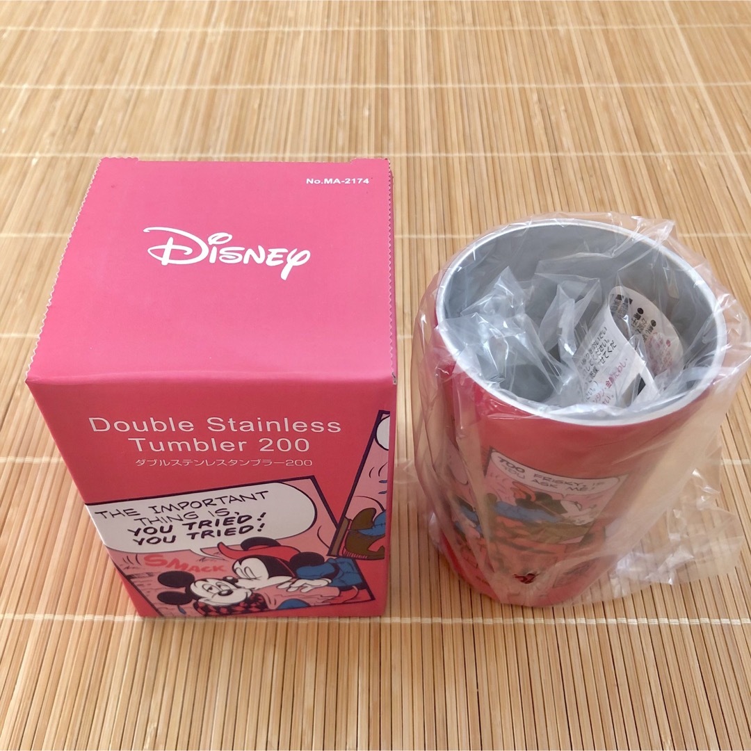 Disney(ディズニー)の新品ダブルステンレスタンブラー200ml ミッキー&ミニー コミック　保冷保温 インテリア/住まい/日用品のキッチン/食器(タンブラー)の商品写真