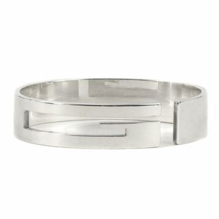 Gucci - GUCCI グッチ Gロゴ シルバー バングル / ブレスレット silver 925 ジュエリー カットアウト シルバー925 イタリア製 ハイブランド アクセサリー【メンズ】【中古】