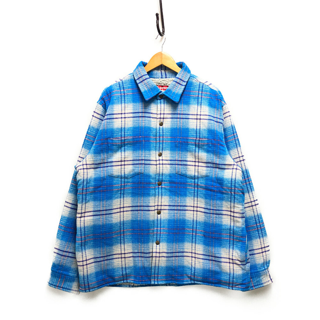 約54cm着丈SUPREME シュプリーム 23AW Lined Flannel Snap Shirt ラインドフランネル スナップシャツ ブルー サイズXL 正規品 / 33032