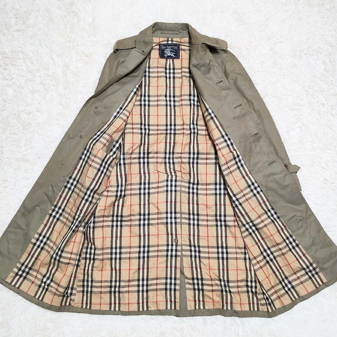 BURBERRY(バーバリー)のBurberry　バーバリーズ　ステンカラーコート　ノバチェック　ベルト　カーキ メンズのジャケット/アウター(ステンカラーコート)の商品写真