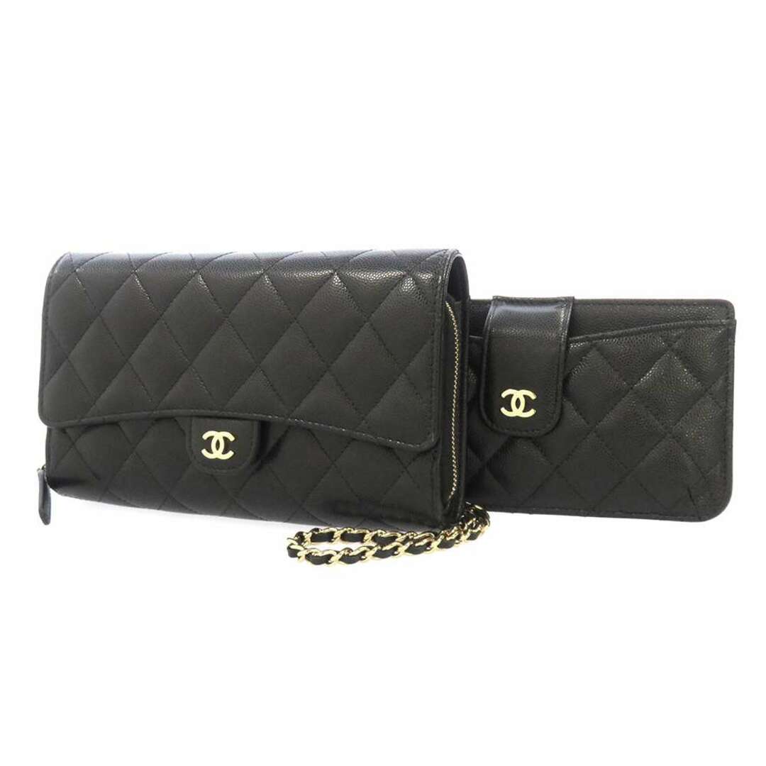 ファッション小物シャネル チェーンウォレット マトラッセ ココマーク キャビアスキン AP1744 CHANEL 財布 黒