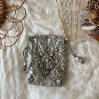 グリモワール(Grimoire)のvintageヴィンテージレトロ刺繍レース巾着ポーチ(ポーチ)