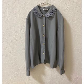 グリモワール(Grimoire)のvintageヴィンテージ昭和レトロ古着レース刺繍グリーンブラウス(シャツ/ブラウス(長袖/七分))