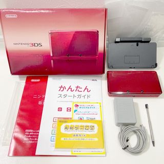 ニンテンドー3DS(ニンテンドー3DS)のニンテンドー3DS フレアレッド 本体 純正 充電器 タッチペン ARカード(携帯用ゲーム機本体)