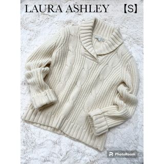 ローラアシュレイ(LAURA ASHLEY)のLAURA ASHLEY ローラアシュレイ　ショールカラーニット　アイボリー　S(ニット/セーター)