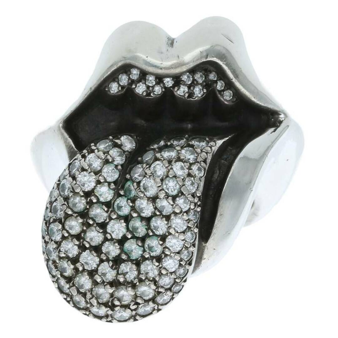 Chrome Hearts(クロムハーツ)のクロムハーツ  LIP TONGUE-LG P/DMND/リップアンドタンラージ PAVEダイヤ/シルバーリング メンズ 22号 メンズのアクセサリー(リング(指輪))の商品写真