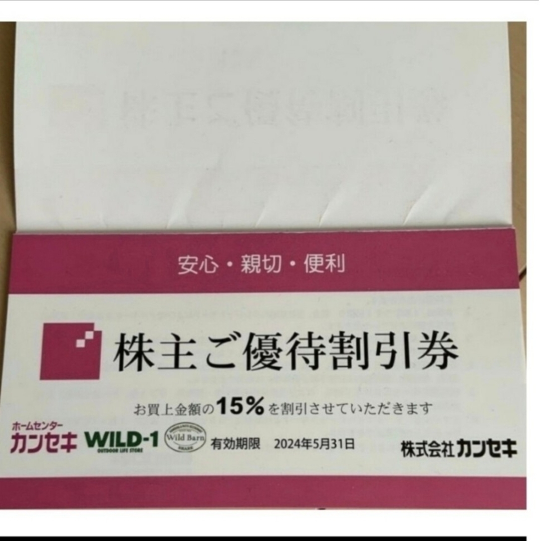 カンセキ 株主優待券 1枚 2024年5月期限 -g - 割引券