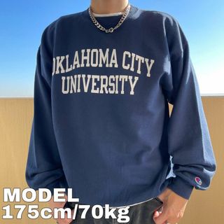 チャンピオン(Champion)のチャンピオン カレッジスウェット オクラホマ大学 アーチロゴプリント L 紺 白(その他)