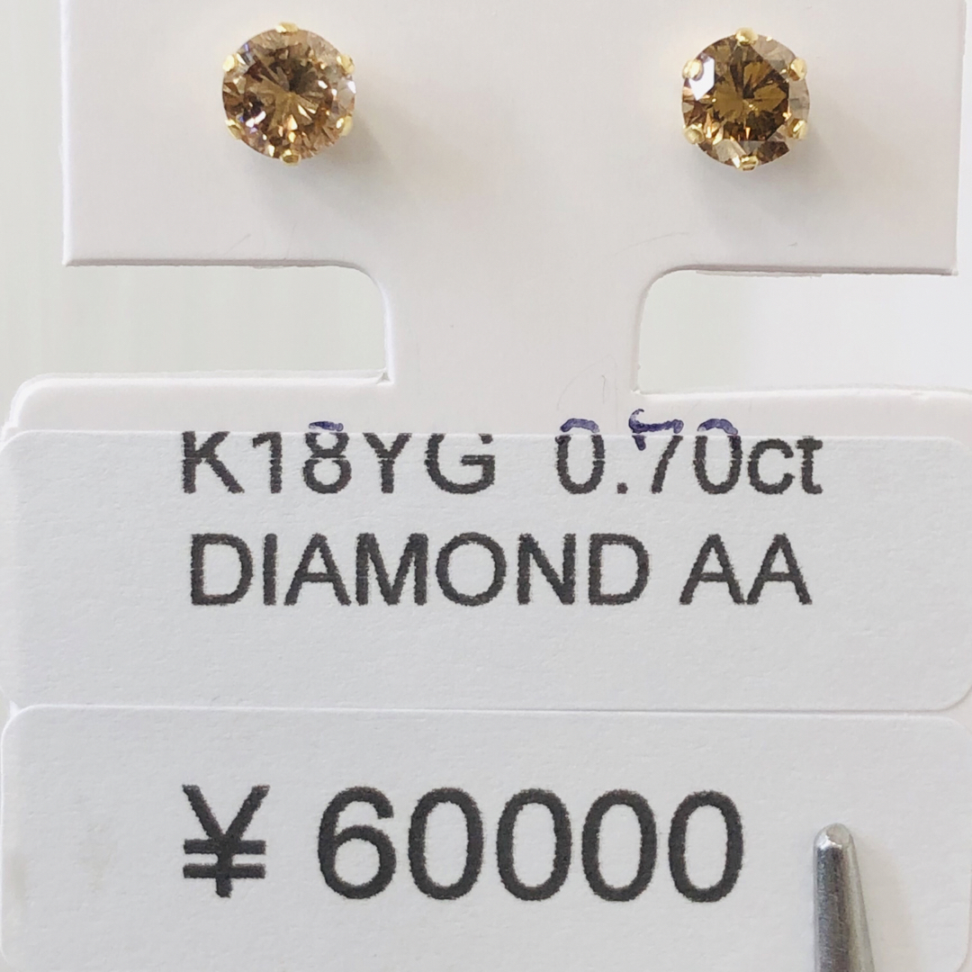 DE-24279 K18YG ピアス ダイヤモンド 0.70ct約45mm地金