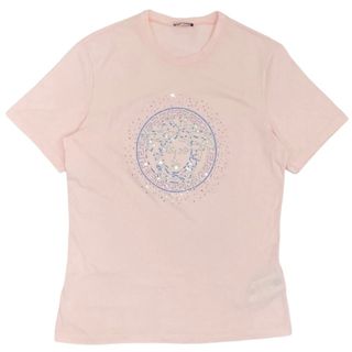 ヴェルサーチ(VERSACE)の【限定価格】VERSACE ヴェルサーチ 半袖Ｔシャツ トップス メデューサ アパレル 古着 服 38 ピンク コットン  ラインストーン   レディース 人気 春 夏 美品【中古品】(Tシャツ(半袖/袖なし))