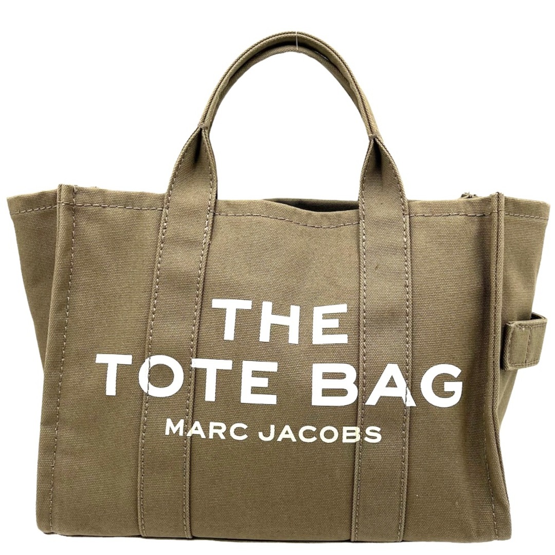 約26cmマチMARC JACOBS マークジェイコブス ハンドバッグ ミディアム トートバッグ THE MEDIUM TOTE BAG カーキ 鞄 かばん キャンバス    スレートグリーン シルバー金具 レディース 人気【品】