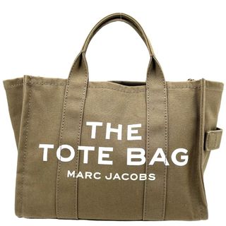 マークジェイコブス(MARC JACOBS)の【在庫一掃】MARC JACOBS マークジェイコブス ハンドバッグ ミディアム トートバッグ THE MEDIUM TOTE BAG カーキ 鞄 かばん キャンバス    スレートグリーン シルバー金具 レディース 人気【中古品】(ハンドバッグ)