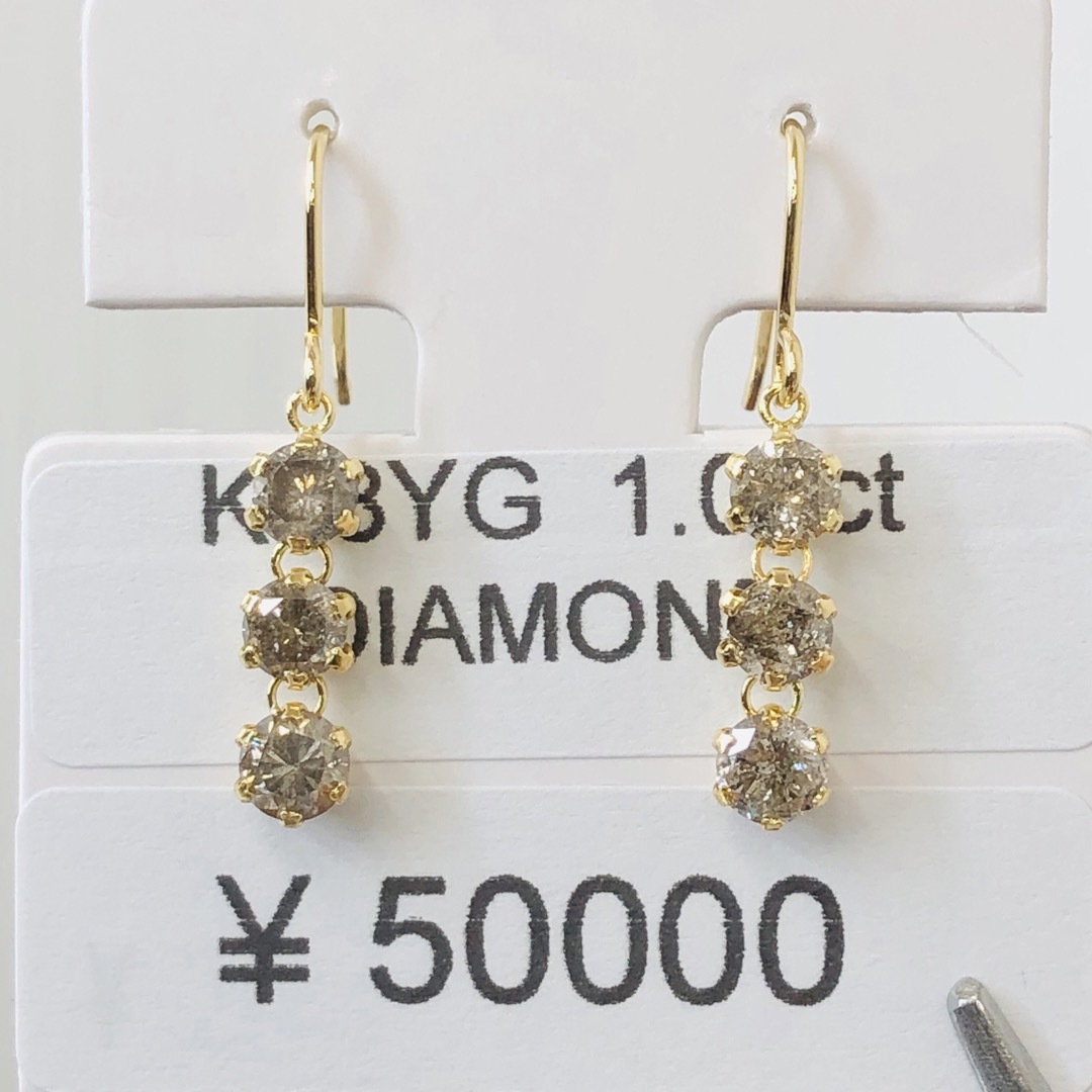 ラウンド地金DE-24511 K18YG フックピアス ダイヤモンド