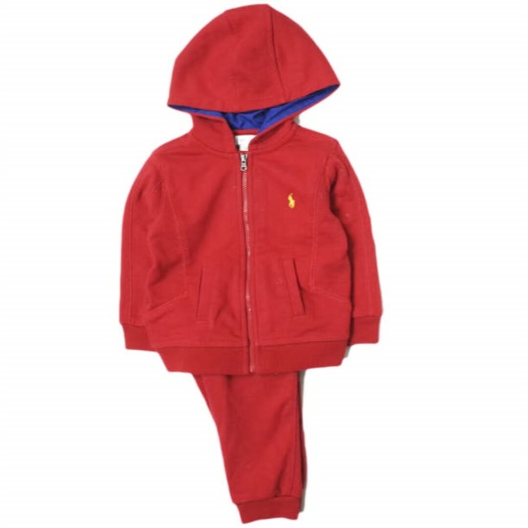 Ralph Lauren(ラルフローレン)のRALPH LAUREN ラルフローレン キッズ スウェットジップパーカー & スウェットパンツ 上下セット 18M(18ヵ月) レッド KIDS ベビー セットアップ【中古】【RALPH LAUREN】 キッズ/ベビー/マタニティのキッズ服男の子用(90cm~)(ジャケット/上着)の商品写真